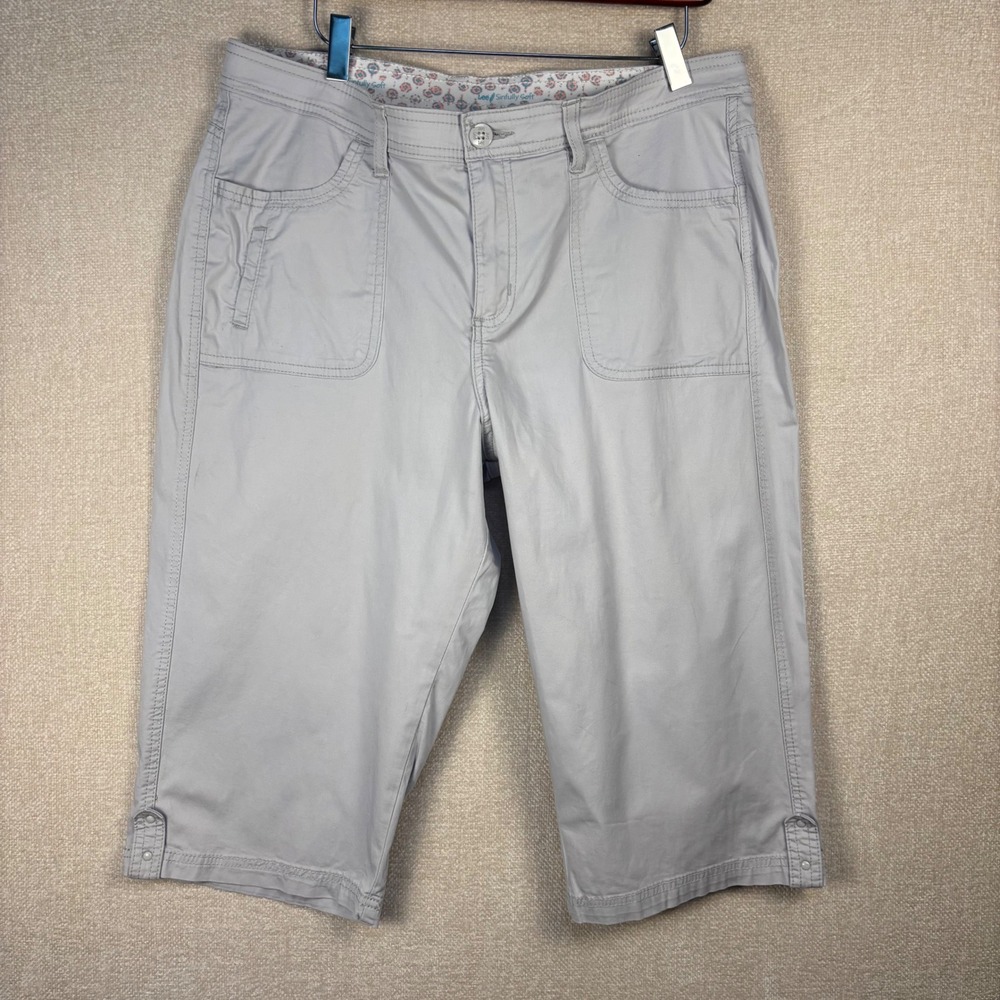 Lee Sinfully Soft Gray Capri Pants Womens Size 14 Medium Stretch Crop Trousers
